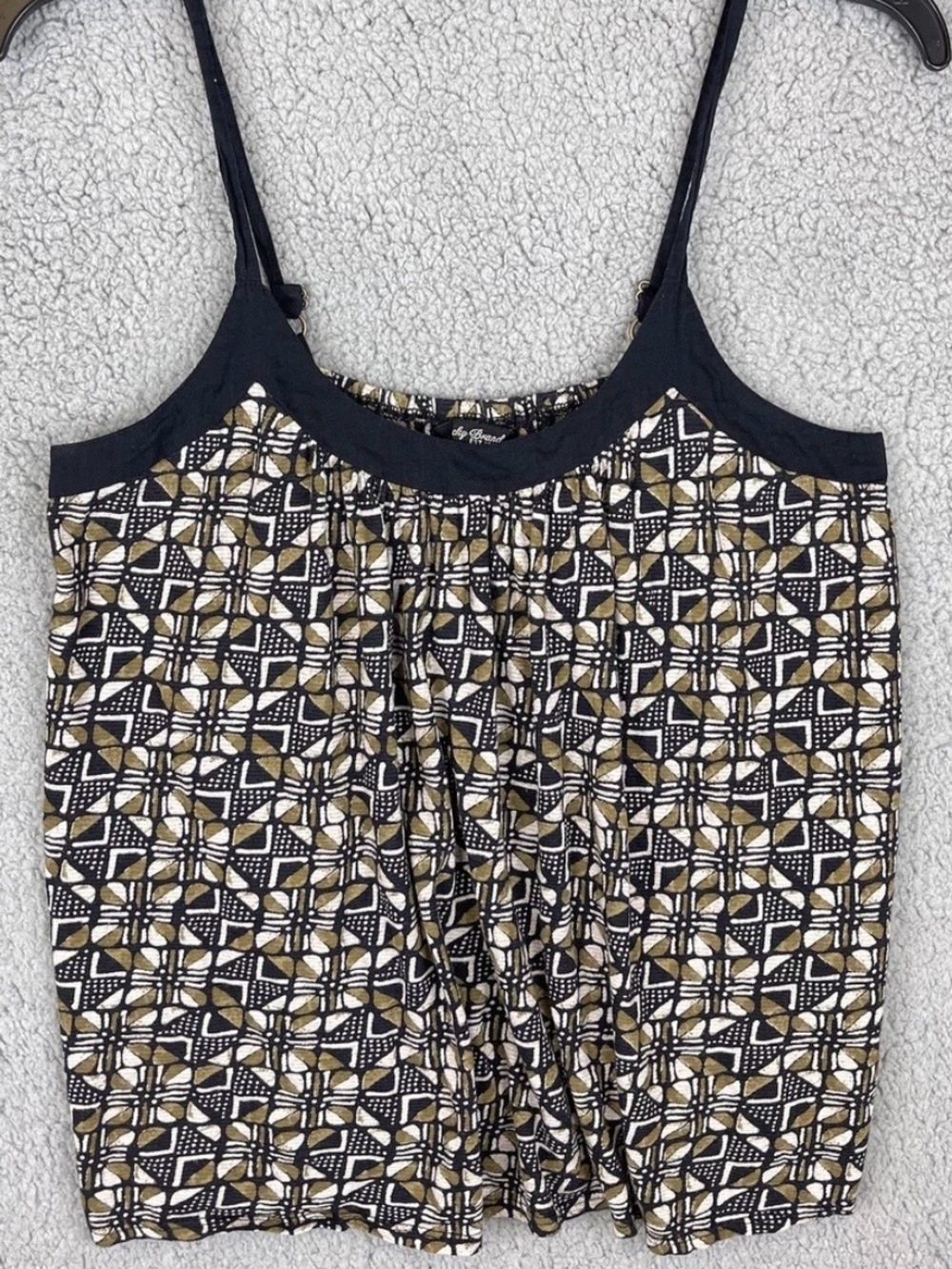 Lucky Brand Black and Tan Patterned Tank Top